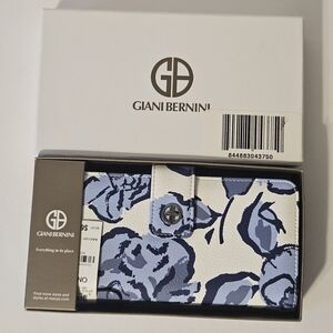 Giani Bernini Blue Floral Leather Wallet